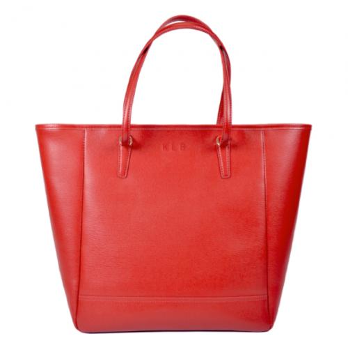 Monogrammed Saffiano Leather Tote Bag in Red or Black  Apparel & Accessories > Handbags > Tote Handbags