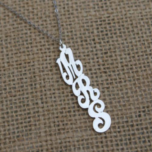 Vertical Script Monogrammed Necklace  Apparel & Accessories > Jewelry > Necklaces
