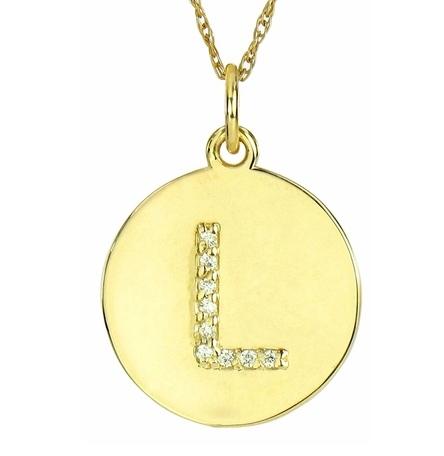 Single Initial Pendant With Diamonds In 14 Kt Gold