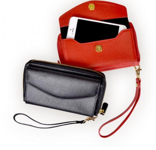 Monogrammed Supple Red or Black Leather Cell Phone Wallet and Wristlet  Apparel & Accessories > Handbags > Wristlets