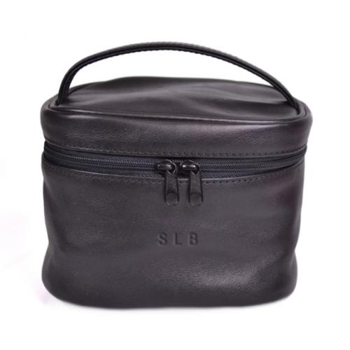 Monogramed Leather Makeup Train Case Or Toiletry Bag