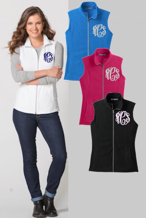 Ladies Monogrammed Microfleece Vest in All Colors  Apparel & Accessories > Clothing > Outerwear > Vests