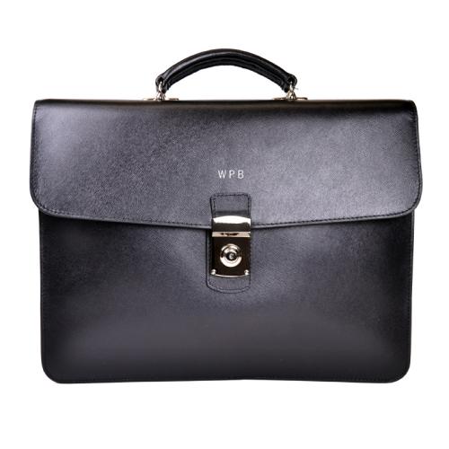 Personalized Luxury Black Italian Saffiano Leather Briefcase   Luggage & Bags > Business Bags > Briefcases