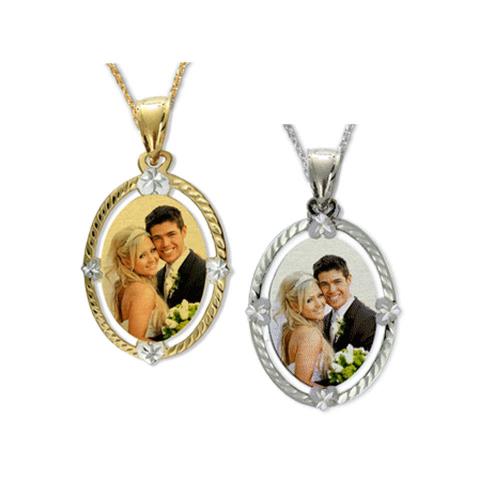Necklace Color Portrait Oval with Embellished Frame  Apparel & Accessories > Jewelry > Necklaces