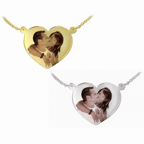 Color Portrait Heart Shaped Pendant on split chain  Apparel & Accessories > Jewelry > Necklaces