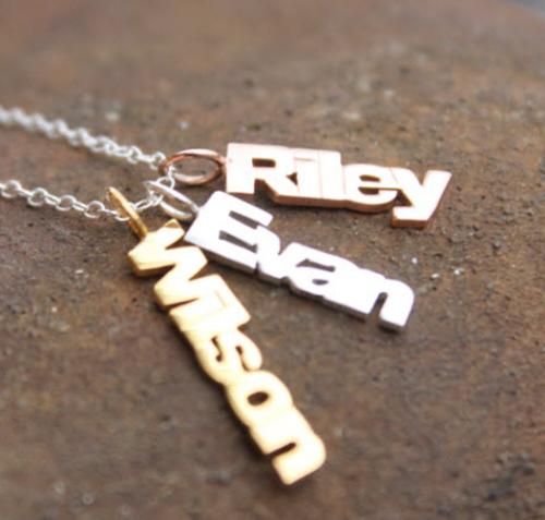 Vertical Names Necklace in Silver, Rose Gold or Yellow Gold  Apparel & Accessories > Jewelry > Necklaces