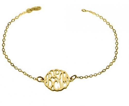 Monogrammed 10 Karat Gold Interlocking Script Bracelet  Apparel & Accessories > Jewelry > Bracelets