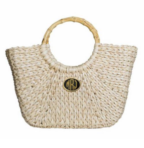 Monogrammed Large Straw Tote With 14 Color Choices