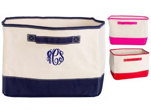 Natural Canvas Storage Bin In Hot Pink , Red or Navy Accent Colors  Home & Garden > Household Supplies > Storage & Organization > Household Storage Containers