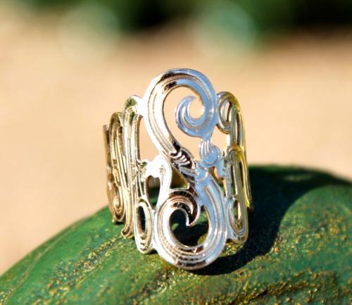 Monogrammed Ring With Hand Engraved Details Crafted In