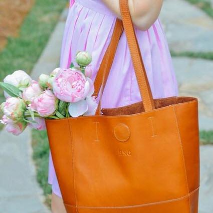 Monogrammed Leather Kate Tote Everyday Bag