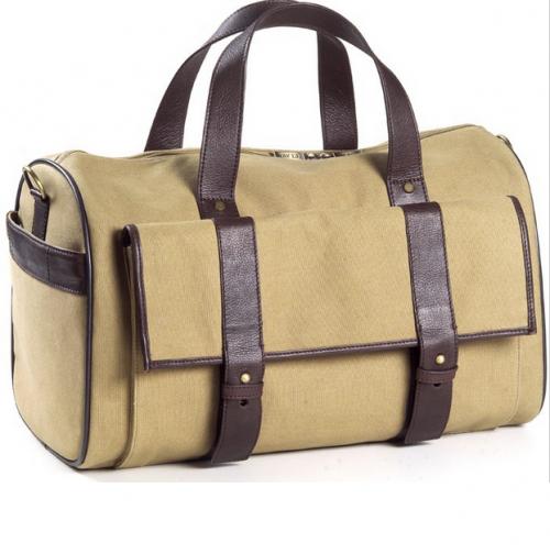 Personalized Canvas and Leather Barrel Duffel Bag  Luggage & Bags > Duffel Bags