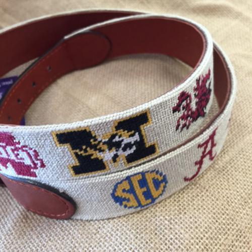 Smathers and Branson SEC Khaki Needlepoint Belt  Apparel & Accessories > Clothing Accessories > Belts
