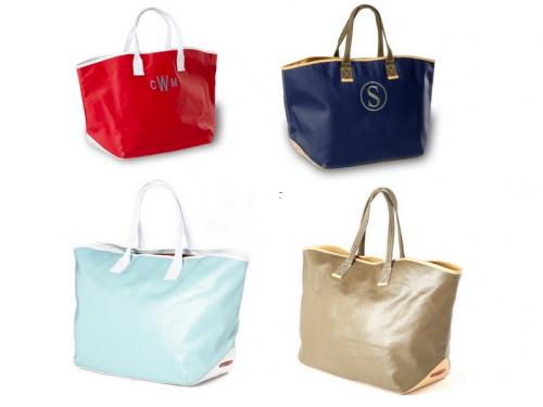 Monogrammed Large Carina Canvas Coated Tote    Apparel & Accessories > Handbags > Tote Handbags