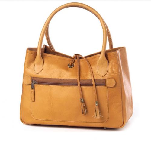 Monogrammed Leather Tassel Handbag  Apparel & Accessories > Handbags > Satchels