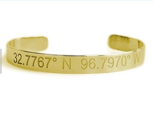 Longitude and Latitude Cuff Bracelet  Apparel & Accessories > Jewelry > Bracelets