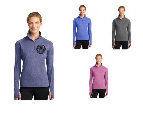 Monogrammed Quarter Zipped Heather Pullover  Apparel & Accessories > Clothing > Activewear