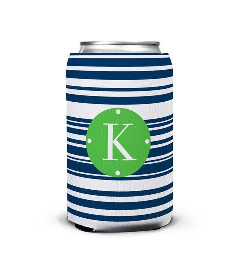 Personalized Can Koozie In Block Island Stripe  Home & Garden > Kitchen & Dining > Food & Beverage Carriers > Drink Sleeves > Can & Bottle Sleeves