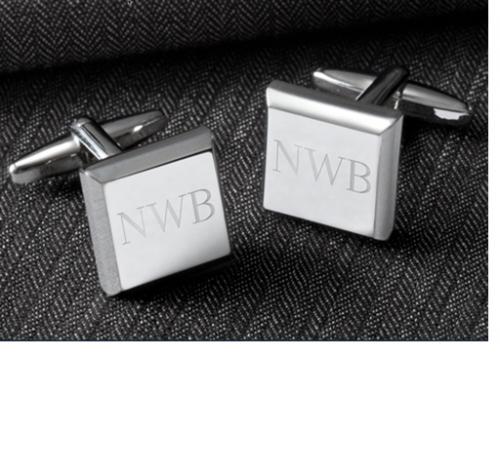 Monogrammed Cufflinks Men's Modern Square  Personalized Cufflinks Modern Square  Apparel & Accessories > Jewelry > Cufflinks