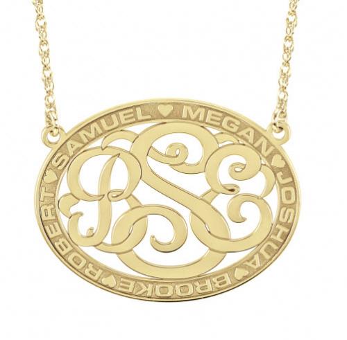 Monogrammed Necklace Mother's Pendant with Border Design  Apparel & Accessories > Jewelry > Necklaces