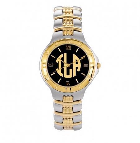 Personalized Monogrammed Watch in Boyfriend Style Two Tone 36mm Two Toned Mens Block Letter Watch 35mm Apparel & Accessories > Jewelry > Watches