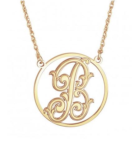 Monogrammed Necklace with  Single Baroque Initial   Apparel & Accessories > Jewelry > Necklaces