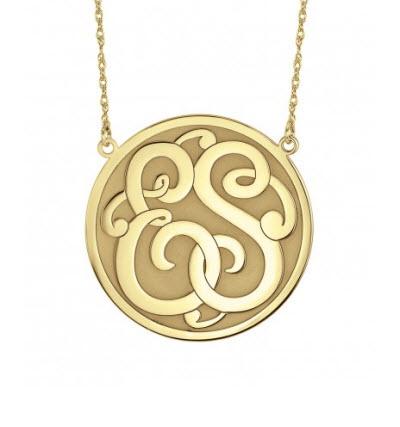 Monogrammed Necklace in Classic Recessed Double Initial Style   Apparel & Accessories > Jewelry > Necklaces