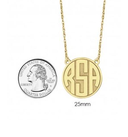 Monogrammed Necklace in Recessed Style with Block Initial    Apparel & Accessories > Jewelry > Necklaces