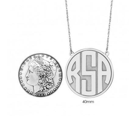 Monogrammed Necklace with Recessed Block Initial  Apparel & Accessories > Jewelry > Necklaces