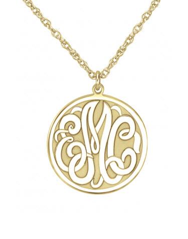 Monogrammed Necklace in Classic Recessed Style   Apparel & Accessories > Jewelry > Necklaces