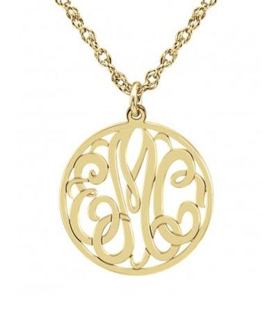 Monogrammed Necklace Mini with Three Initials in Classic Style   Apparel & Accessories > Jewelry > Necklaces