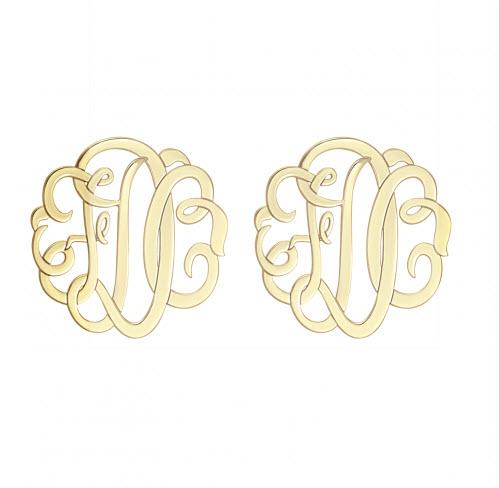 Monogrammed Earrings with Three Initials in Classic Style   Apparel & Accessories > Jewelry > Earrings