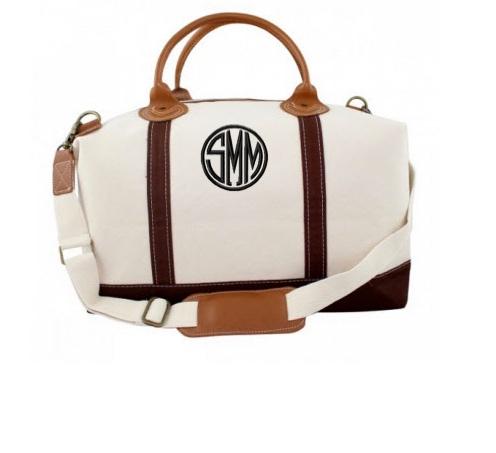 Monogrammed Weekender with Brown Trim   Luggage & Bags > Duffel Bags