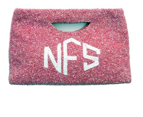 Beaded Monogram Handled Clutch  Apparel & Accessories > Handbags > Clutches & Special Occasion Bags