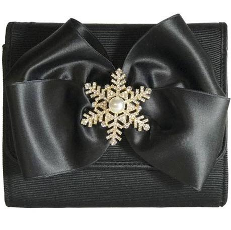 Clutch with Satin Bow and Snowflake  Apparel & Accessories > Handbags > Clutches & Special Occasion Bags