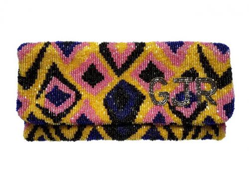 Beaded Abstract Monogram Clutch  Apparel & Accessories > Handbags > Clutches & Special Occasion Bags