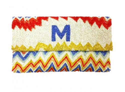 Beaded Zig Zag Monogram Clutch  Apparel & Accessories > Handbags > Clutches & Special Occasion Bags