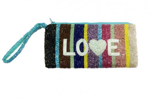 Beaded Multi Stripe Personalized Wristlet  Apparel & Accessories > Handbags > Clutches & Special Occasion Bags