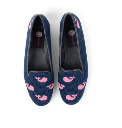 By Paige Navy Whale Ladies Needlepoint Loafers   Apparel & Accessories > Shoes > Loafers