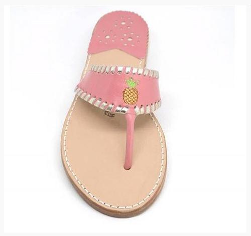Palm Beach Aubrey Pineapple Sandals in Melon and Pale Gold  Apparel & Accessories > Shoes > Sandals > Thongs & Flip-Flops