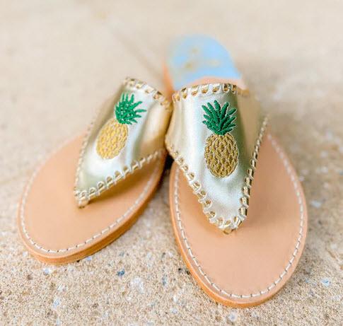 Pineapple Palm Beach Classic Sandals in  Gold with Full Color  Apparel & Accessories > Shoes > Sandals > Thongs & Flip-Flops