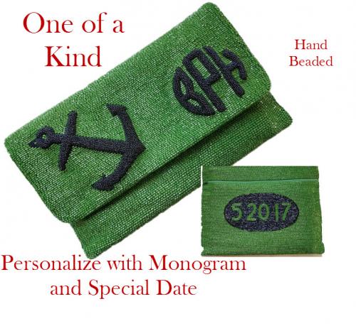 Monogram Anchor Date Beaded Bag  Apparel & Accessories > Handbags > Clutches & Special Occasion Bags