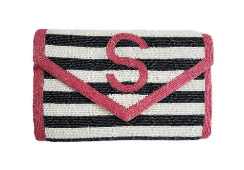 Monogram Beaded Stripe Large Clutch  Apparel & Accessories > Handbags > Clutches & Special Occasion Bags