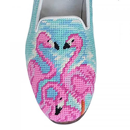 By Paige Ladies Pink Flamingo Needlepoint Loafers  Apparel & Accessories > Shoes > Loafers
