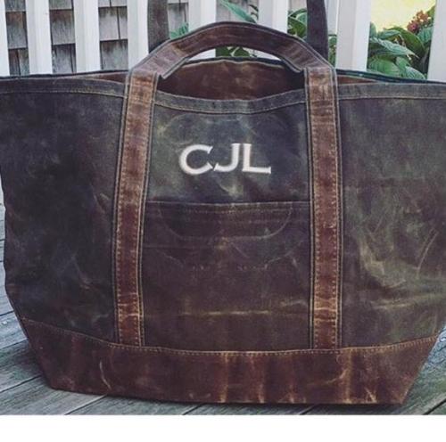 Monogrammed Waxed Canvas Large Classic Boat Tote   Apparel & Accessories > Handbags > Tote Handbags