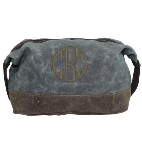 Personalized Waxed Dopp Kit in Slate   Luggage & Bags > Toiletry Bags