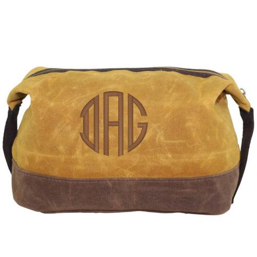 Personalized Waxed Dopp Kit in Yellow   Luggage & Bags > Toiletry Bags