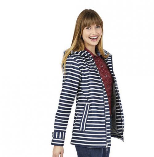 Navy and White Striped Charles River Rain Jacket Monogrammed  Apparel & Accessories > Clothing > Outerwear > Rain Gear > Raincoats