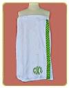 monogrammed towel wrap with ribbon trim