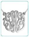 monogrammed three letter script necklace